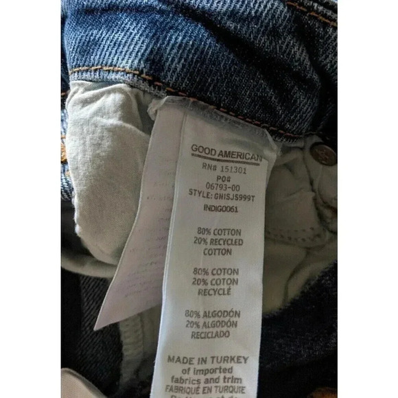 Good American Good 90s Ripped Slim Fit Straight Leg Jeans in Indigo016 Size 28 - Picture 13 of 16